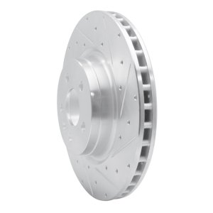 Tesla Model X Brake Rotor (1) - Front Right - R1 Concepts - Drilled & Slotted - Silver - `12-`21